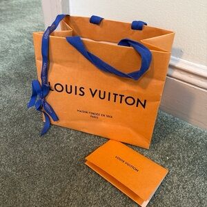 Louis Vuitton Orange Bag with Cobalt Accents **EMPTY BAG** ribbon & envelope